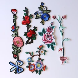 Flowers Decorative Patch Blue Rose,Plum blossom icon Embroidered Applique Patches For DIY Iron on Badges Stickers on the clothes