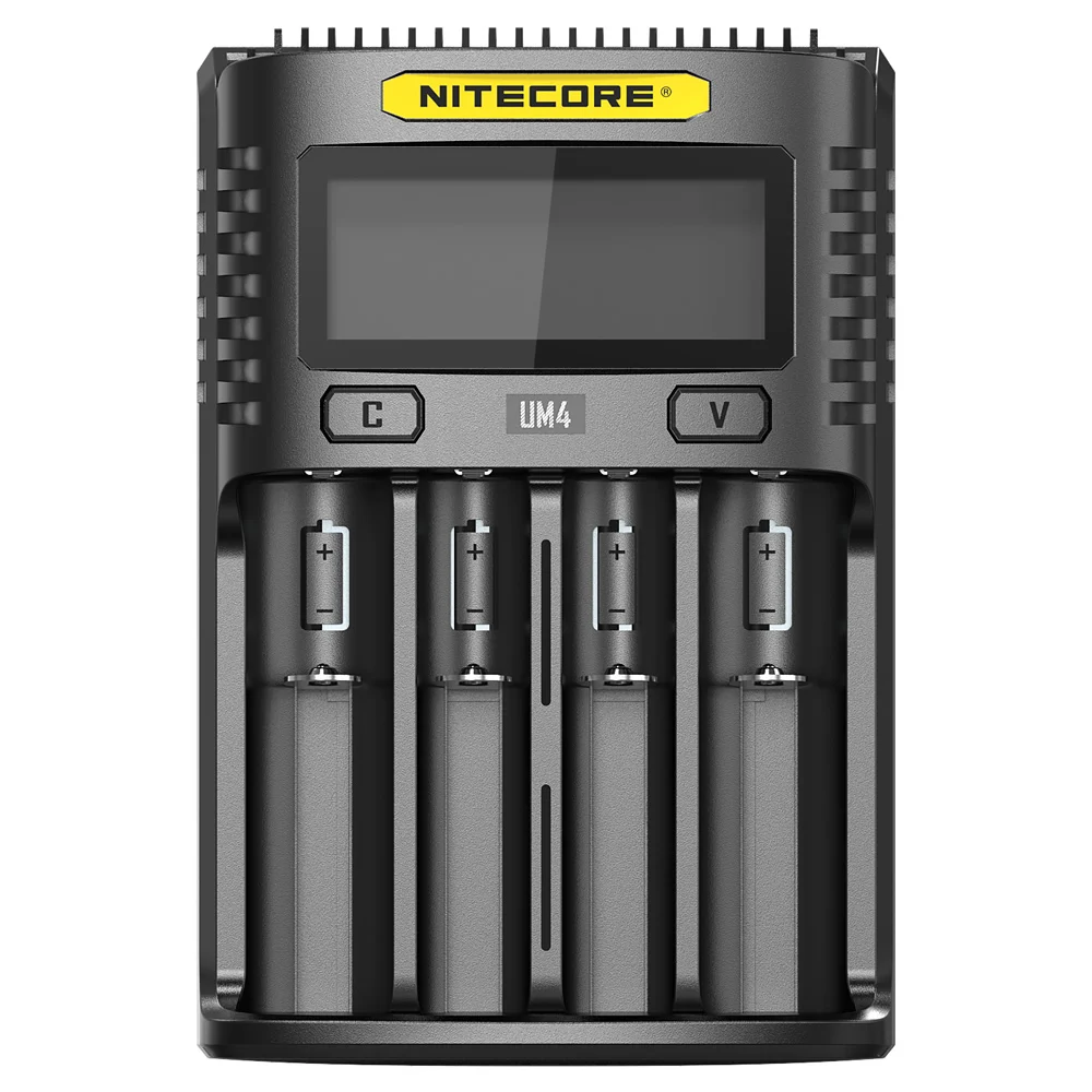 Time limited Sale Original Nitecore UM4 2A USB Four-slot QC C4 VC4 LCD Smart Charger IMR INR ICR Li-ion AA 18650 14500 Charger