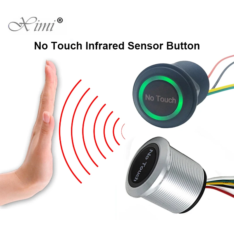 Waterdicht Contactloos Geen aanraaksensor Exit-schakelaar Inductietype Ontgrendeling Exit-knopschakelaar Toegangscontrole DC12V / 24V met LED