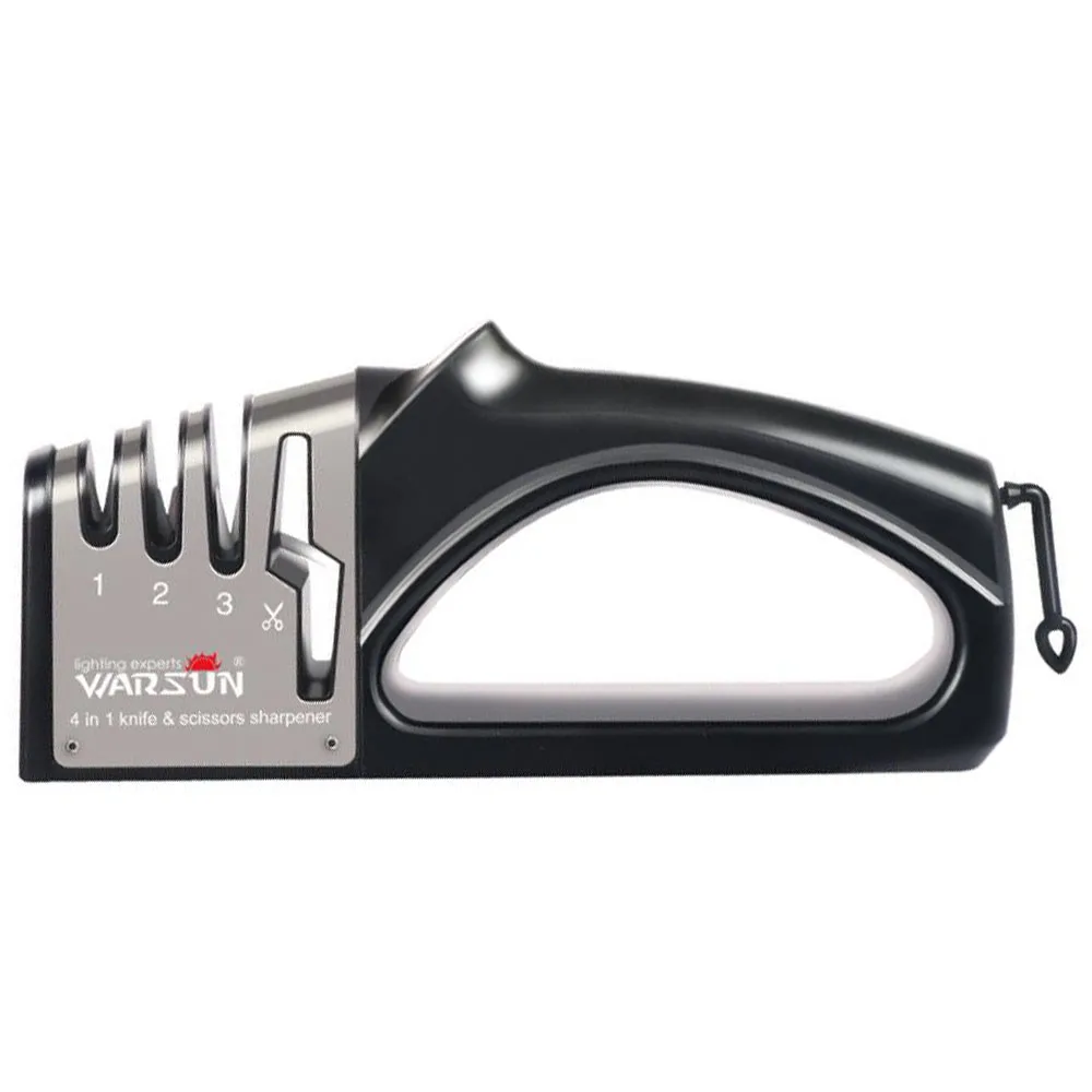 4 in 1 Knife Sharpener Diamond Coated&Fine Rod Knife Shears and Scissors Sharpening stone System Stainless Steel Blades