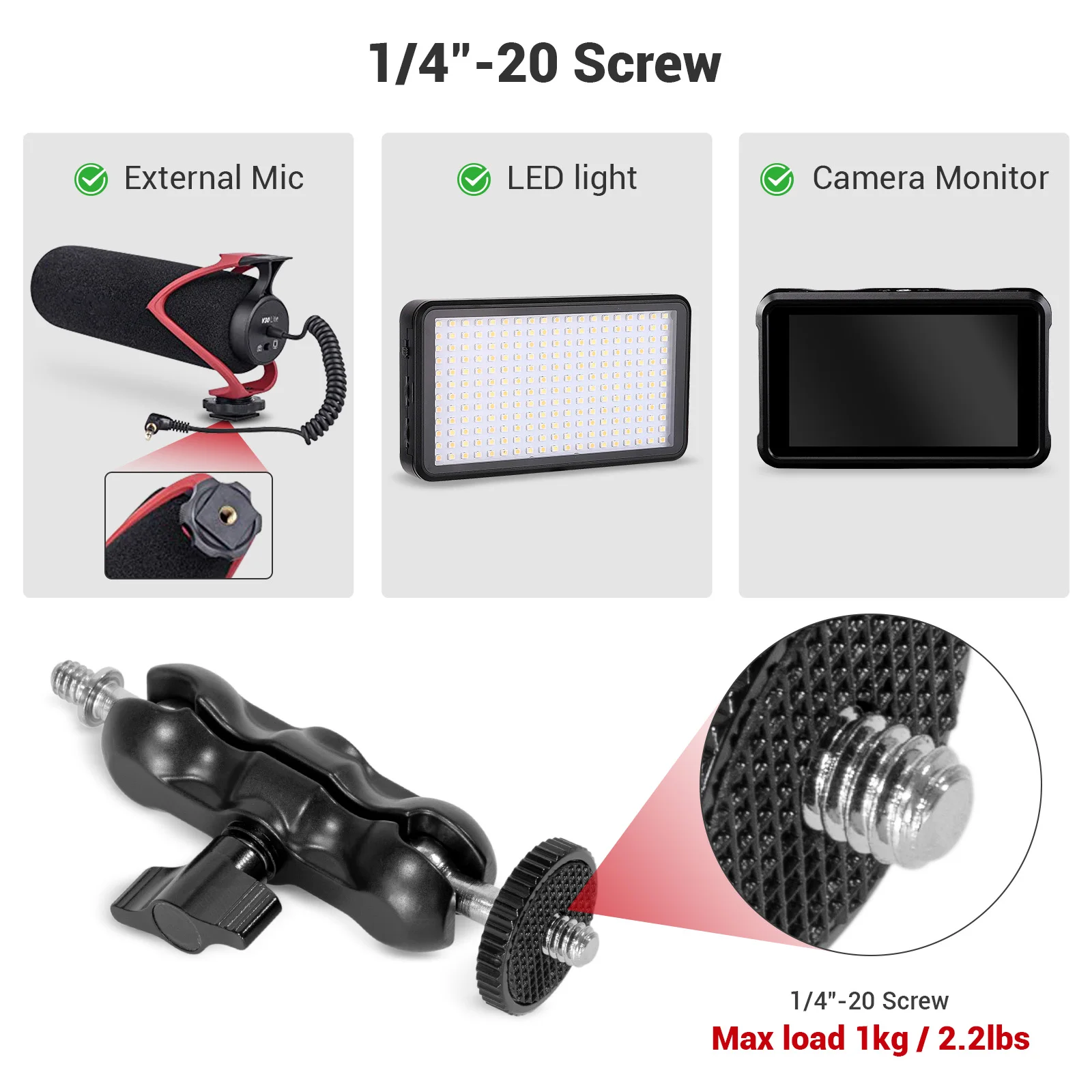 SmallRig Universal Magic Arm morsetto a sfera multifunzionale adattatore a doppia sfera con morsetto inferiore per Monitor/luci a Led 2164