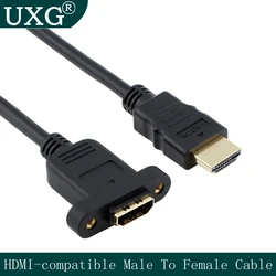 HD-A 1.4V 19pin Male To HDMI-compatible Type A Female Extension Cable With Screw Hole Lock Panel Mount 30cm-150cm 1ft-3ft