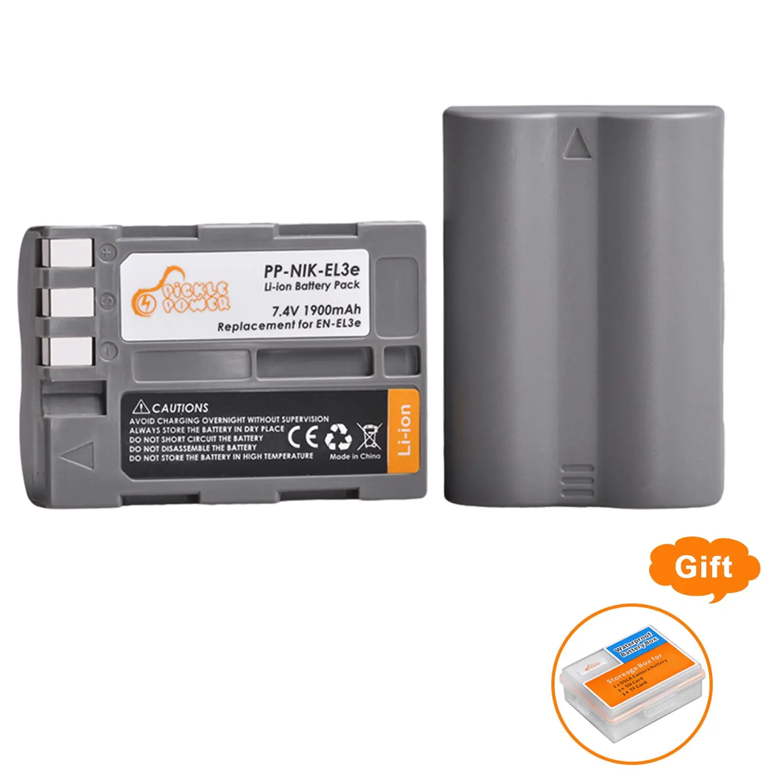 

2pcs 1900mAh EN-EL3E EN EL3e EN-EL3 Battery with free storage box For Nikon D300S D300 D100 D200 D700 D70S D80 D90 D50 L50