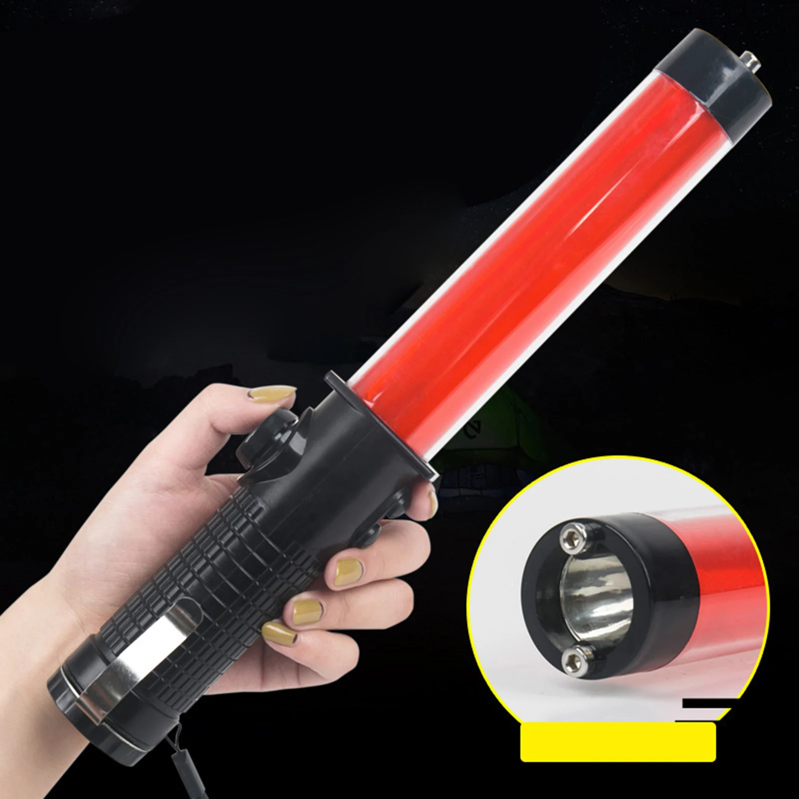 Led Signal Traffic Wand with Wristband Led Traffic Safety Light with 4 Flashing Modes Used for Traffic Control, Parking Guides