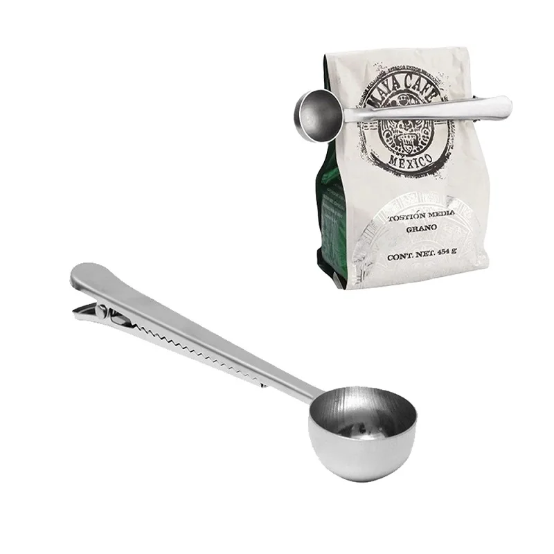 Stainless Spoon with Clip Small Kitchen Accessories Teaspoon Honey Coffee Spoon Condiments Scoop for Restaurant
