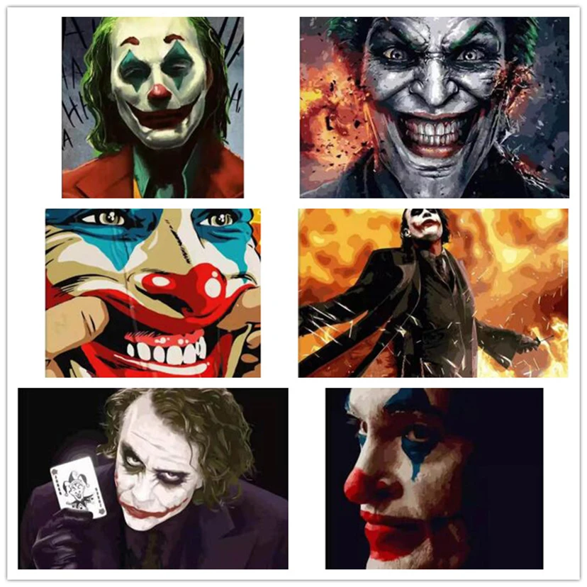 Joker Movie Character Heath Ledger Scene Diamond Painting Full Drill Embroidery Cross Stitch Wall Decoration Painting Gift CM03