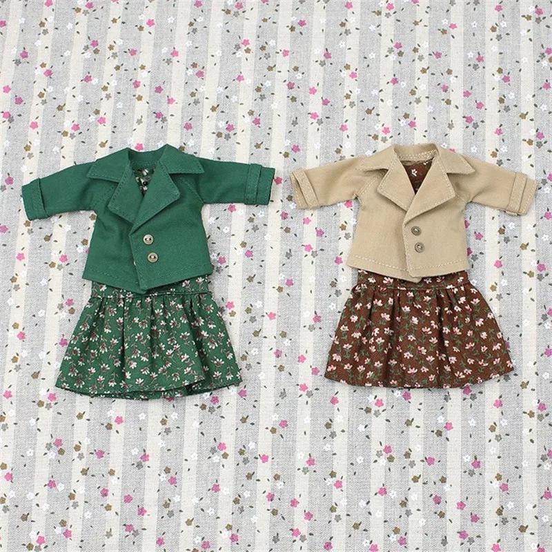 Outfits for Blyth doll Green and Brown dress  coat   the  JOINT body cool dressing 1/6 JBD ICY DBS