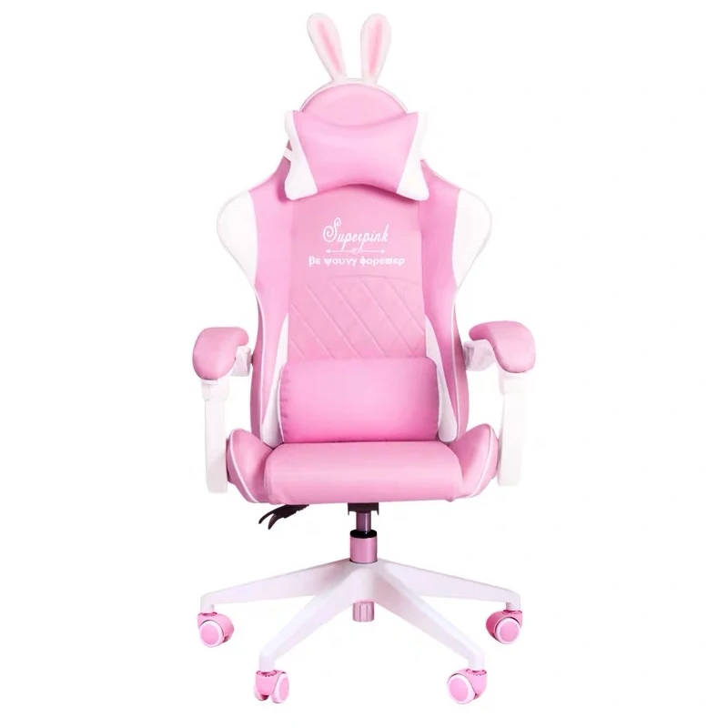 Hot Pink Gaming Chair Girl Gamer Competitive Rotating Chair Home Liftable Computer Chair Cute Soft office Live Chair