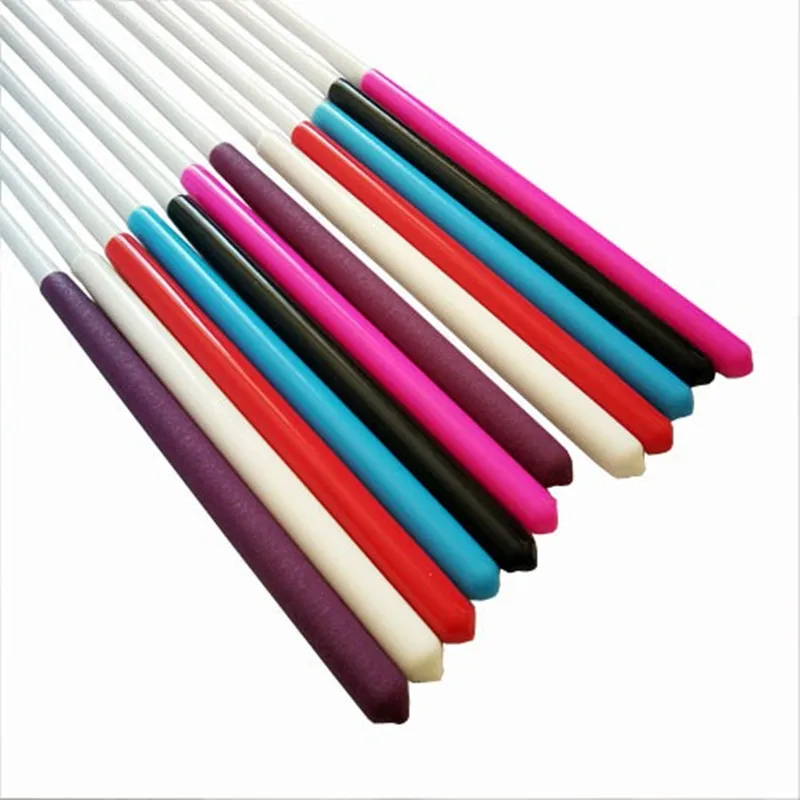 10pcs Extra Thick Fiberglass Stick Art Dancing Streamers Ballet Gymnastic Ribbon Twirling Rod  Praise 49cm 60cm Black Red Handle