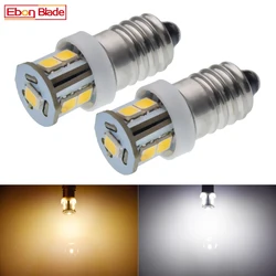 2Pcs E10 7 SMD 6 Volt 6V DC Screw LED Light Warm White 4300k MES Miniature Bulb 1447 Replacement For Flashlight Torch Bike Lamp