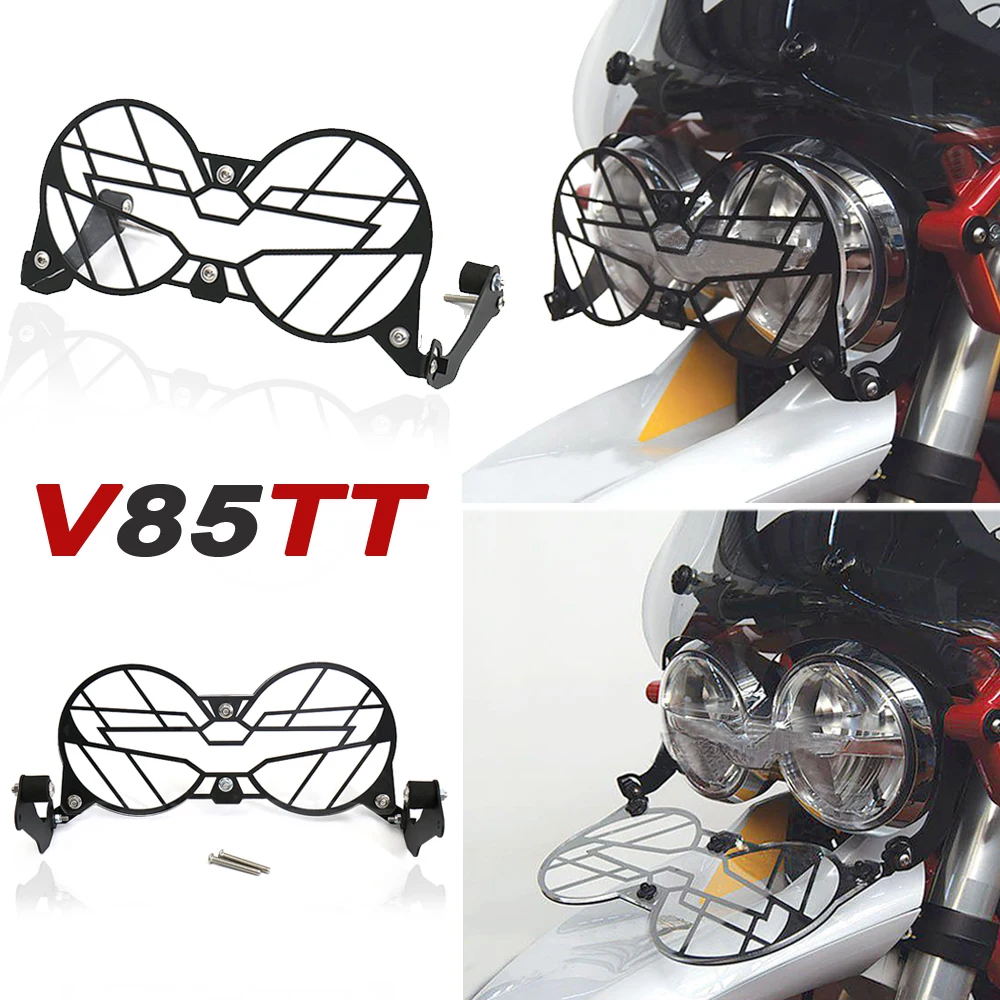 V85TT NEW Motorcycle Folding Headlight Guard Protector Grill Double Protection For Moto Guzzi V85 TT