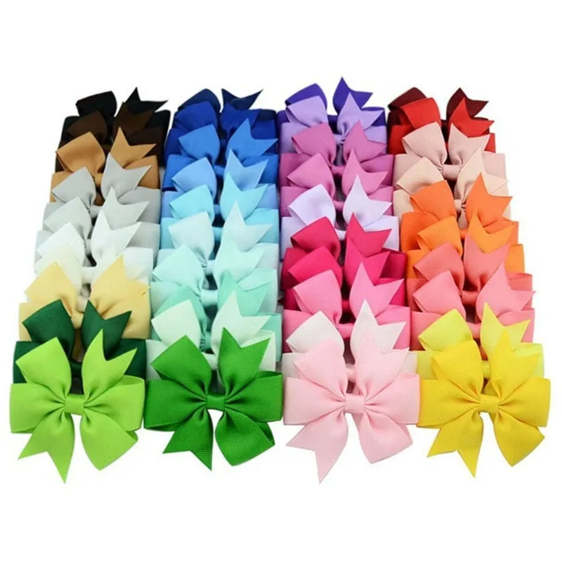 1000Pcs/Lot 40 Colors Solid Grosgrain Ribbon Bows Clips Hairpin Girl's hair bows Hair Clip birthday gift for children wholesale