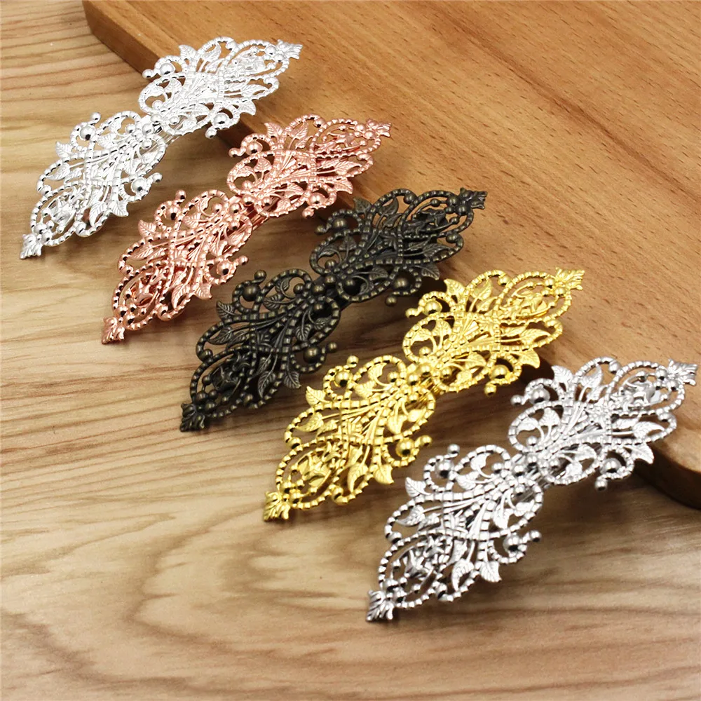 Copper Fashion Hair Snap Clips Accessories Symmetrical flower Women Hairgrips Barrettes Head Hairpins Headdress Length 94mm 1PC