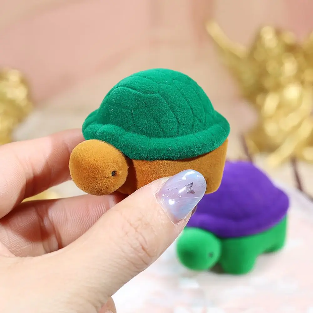 Romantic Cute Cartoon Turtle Tortoise Lover Animals Jewelry Display Velvet Ring Box Storage Case Gift Boxes