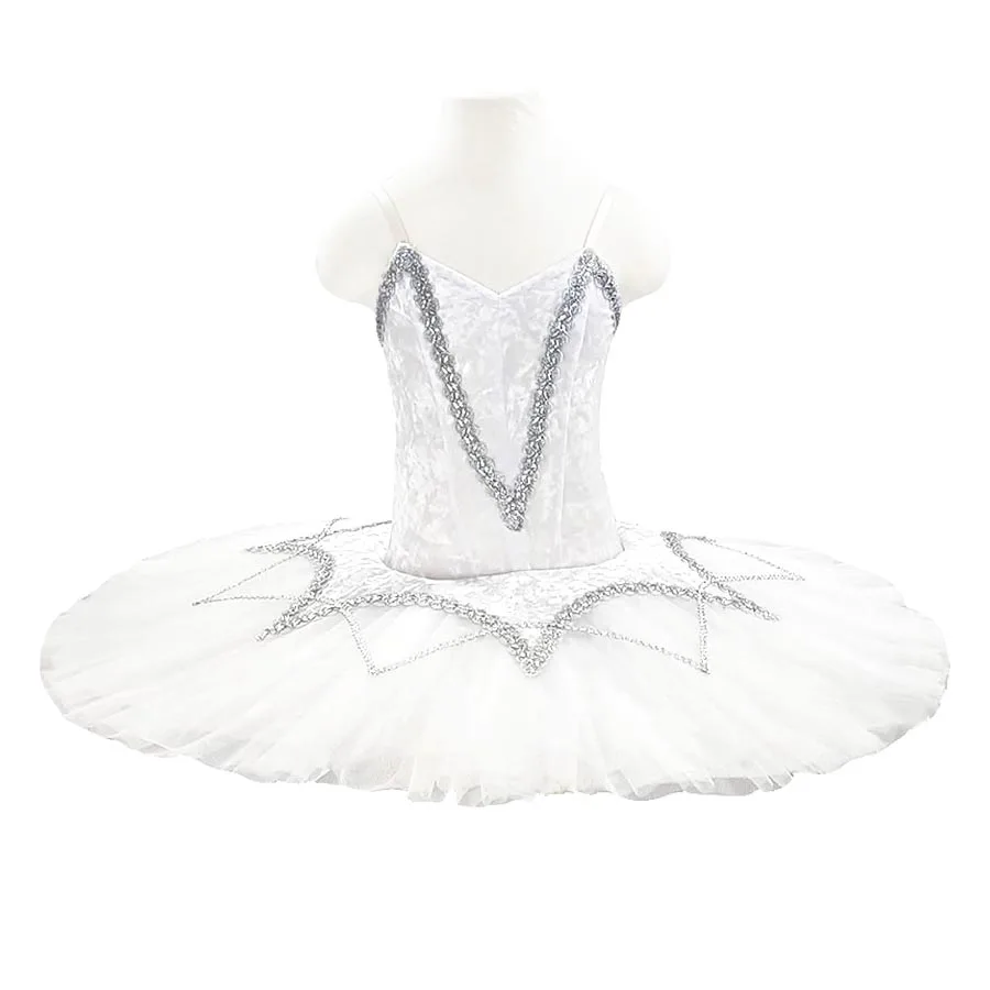 

Professional Tutu White Pancake with Silver trims Ballet Tutus Performance Ballet white professional ballet tutu for children