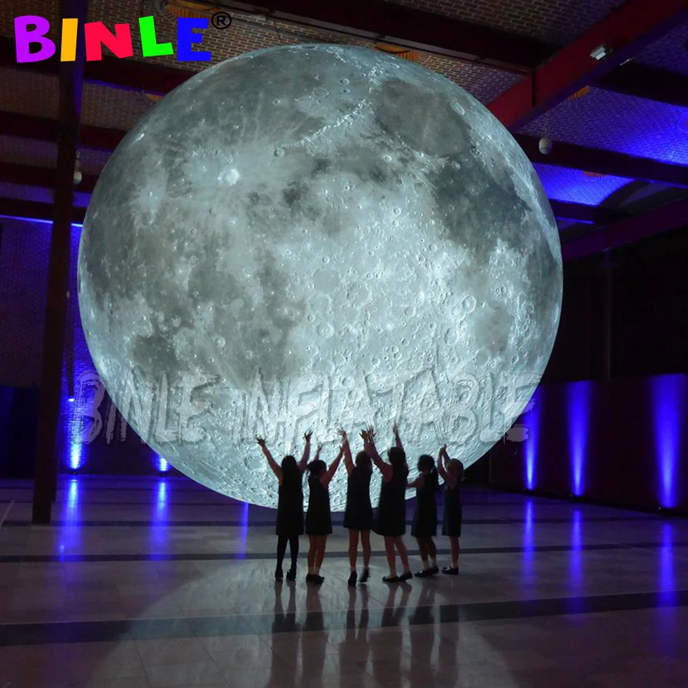 Grey giant park yard illumination inflatable moon balloon,hanging/grounding inflatable moon planet ball for festival decoration