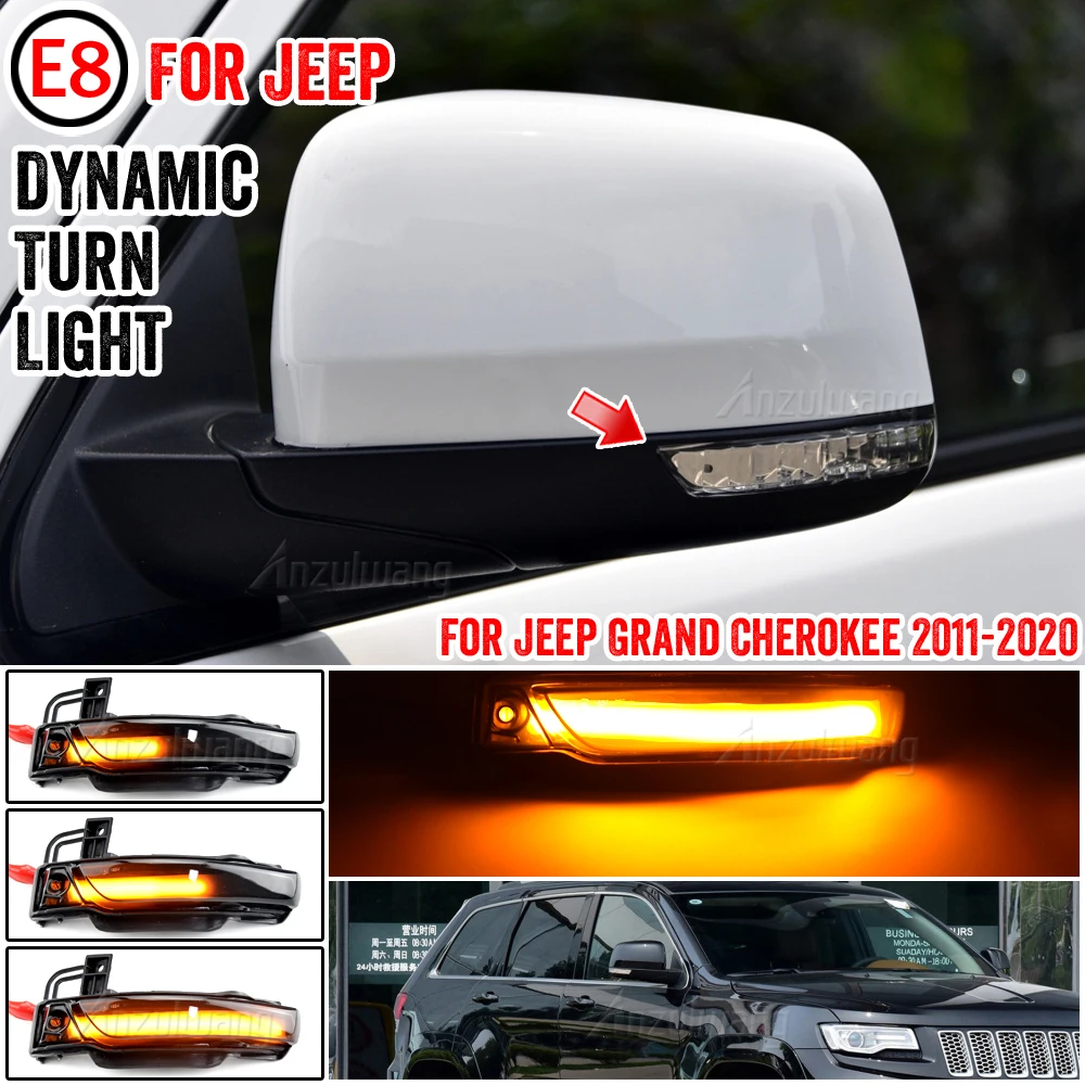 

2pcs For Jeep Grand Cherokee WK2 2011-2018 2019 2020 Car LED Dynamic Turn Signal Side Mirror Light Rear Mirror Blinker Lamp