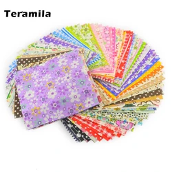 Teramila Cloth 50 Pieces 10cmx10cm Fabric Stash Cotton Charm Packs Telas Patchwork Algodon Quilting No Repeat Design Tissus