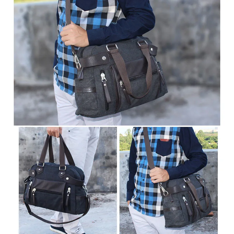 Bolso de mano Retro inglés para hombre, bandolera grande de lona, de viaje, XA45C
