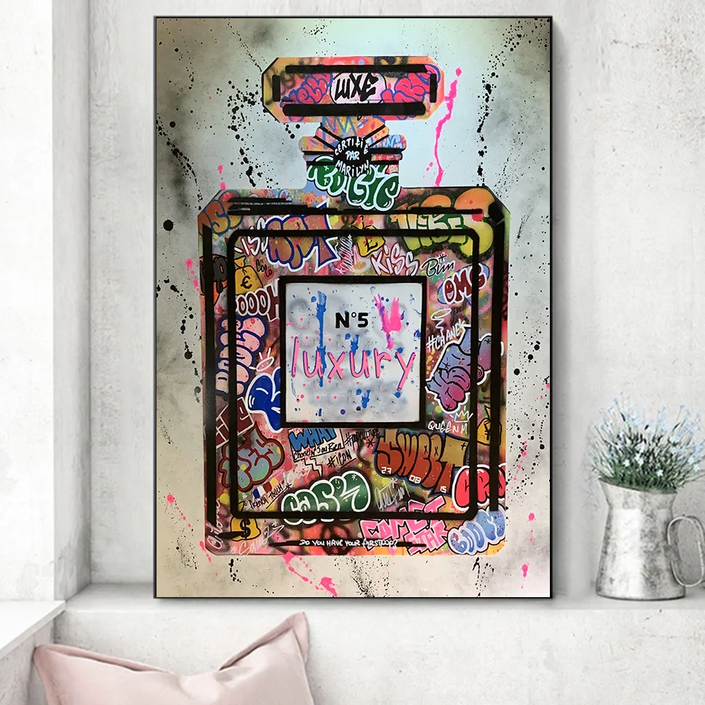 Graffiti Perfume Street Art Canvas Print Painting Wall Picture Modern Fashion Women Living Room Home Decoration Poster