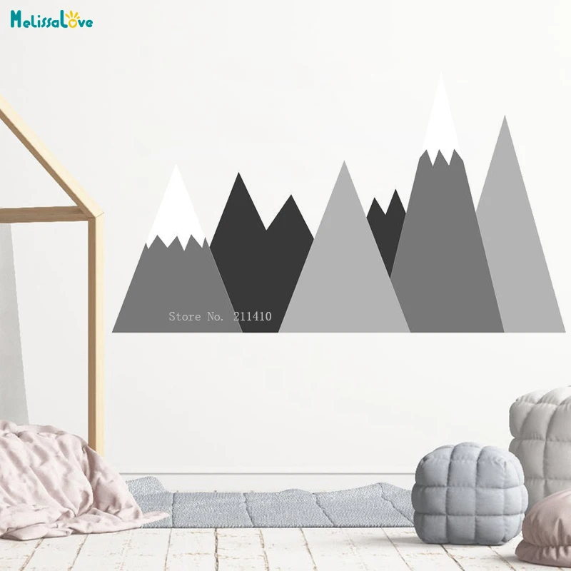 Custom Four Colors Large Size Mountains Wall Decal Baby Kids Room Lovely Nursery Headboard Corner Pattern Decor YT5406