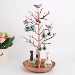 Rose Red Iron Necklace Earring Holder Hot Sale Jewelry Display Stand Rack Tree Bird Stand Bracelet Fashion Organizer 5 Colors