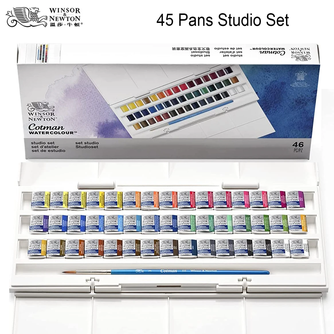 WINSOR&NEWTON  45 Colors Cotman solid Watercolor Paint Pigment Set