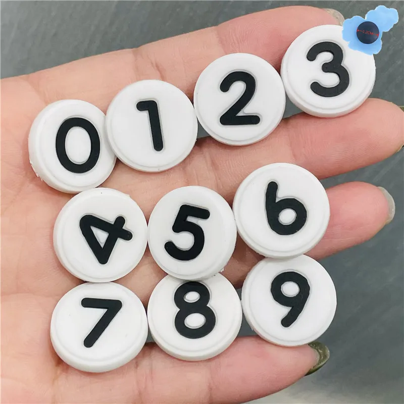 1-10Pcs PVC Shoe Charms Digital Circle Arabic Numerals Accessories Clog Garden Shoes Decorations For Girls Boys X-mas Gift