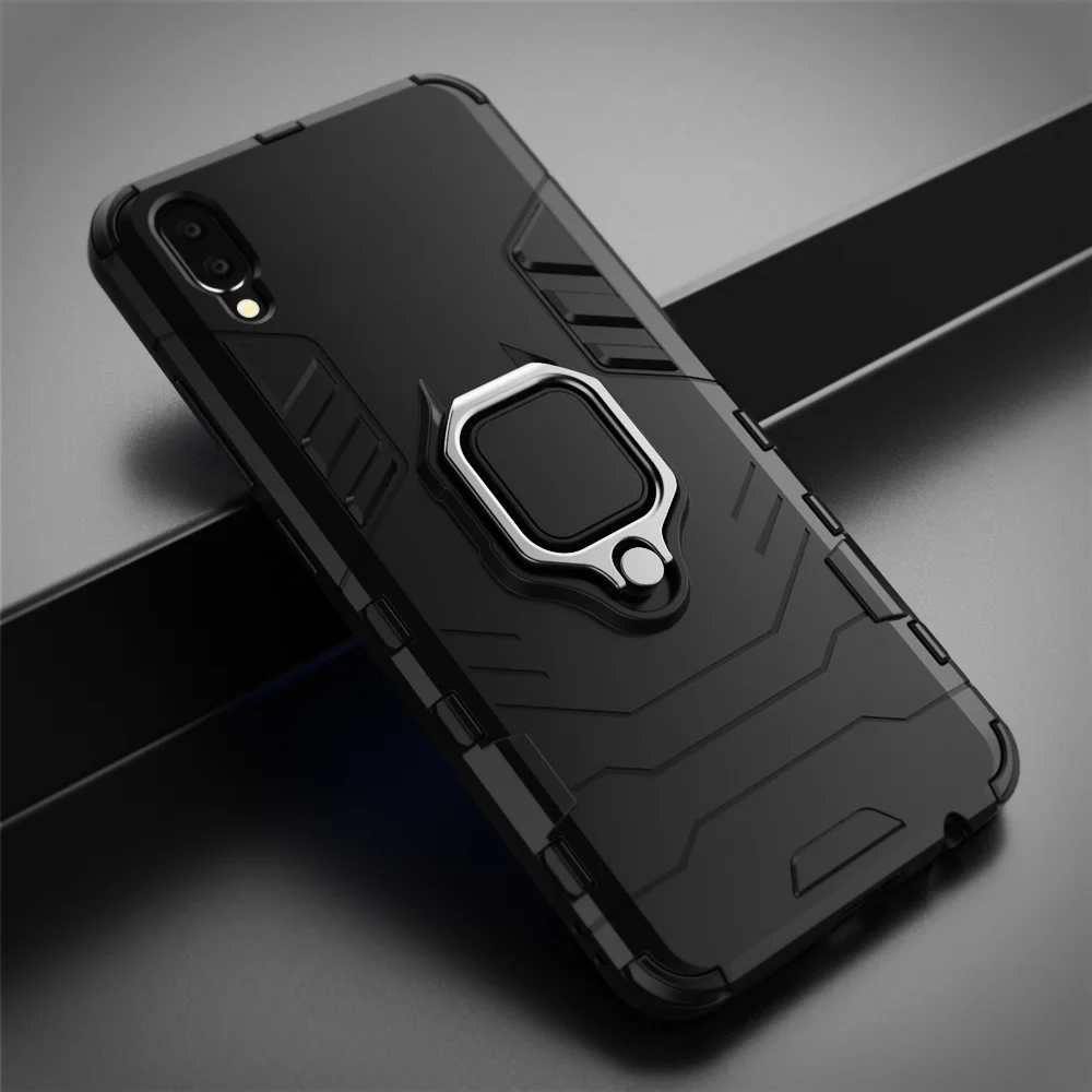 Vivo V11 케이스 충격 방지 링 스탠드 범퍼 실리콘 + PC 전화 커버, Vivo V11 V11i V 11 11i VivoV11 VivoV11i 1806 1804