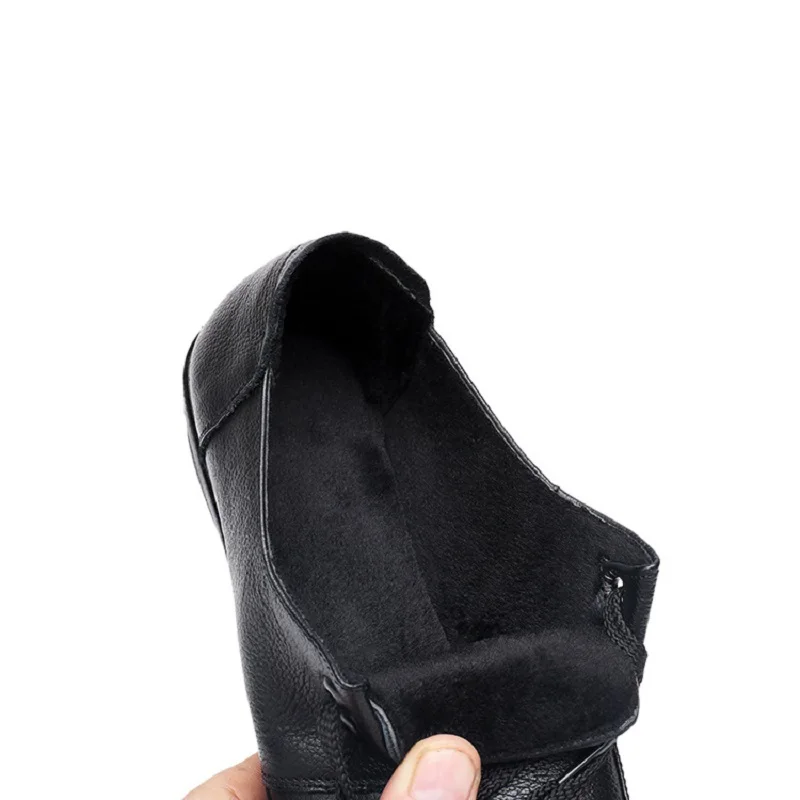 Spring Autumn Leather Women's Work Shoes Low Heel Black Soft Bottom Lightweight Non-slip Flat Bottom Comfortable Mother Shoes