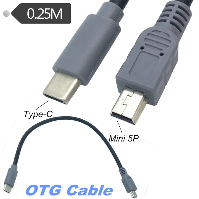 USB 3.1 Host OTG Type C Male to mini USB Type B Male Adapter Cable For Mobile Hard HUB Camera for Macbook & Google Chromebook