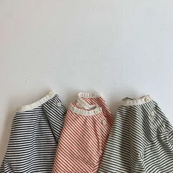 Infant Girls Soft Cotton Long Sleeve T-shirt Baby Cute Striped Bottoming Shirt Toddler Boys Tops