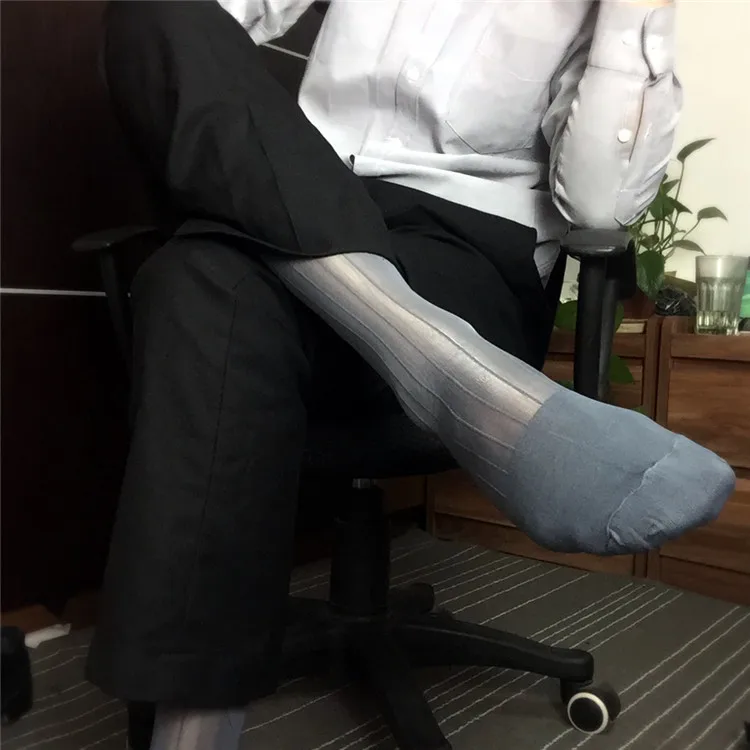 Calcetines de tubo transparentes para hombre, medias de vestir de negocios, traje de ropa Formal exótica, Sexy, TNT