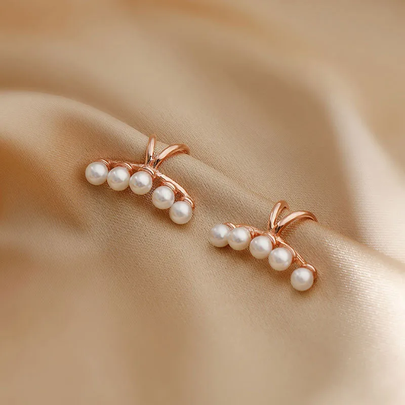 HI MAN 925 Sterling Silver Japanese High-Quality Sweet Lovely Pearl Ear Bone Clip No Pierced Ears Women