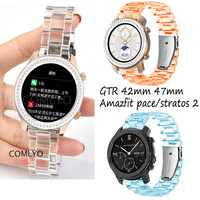 Clear Strap for xiaomi huami amazfit gtr 42mm 47mm /gtr2 gtr2e/amazfit pace stratos 2 3 smartwatch band Correa Plastic bracelet