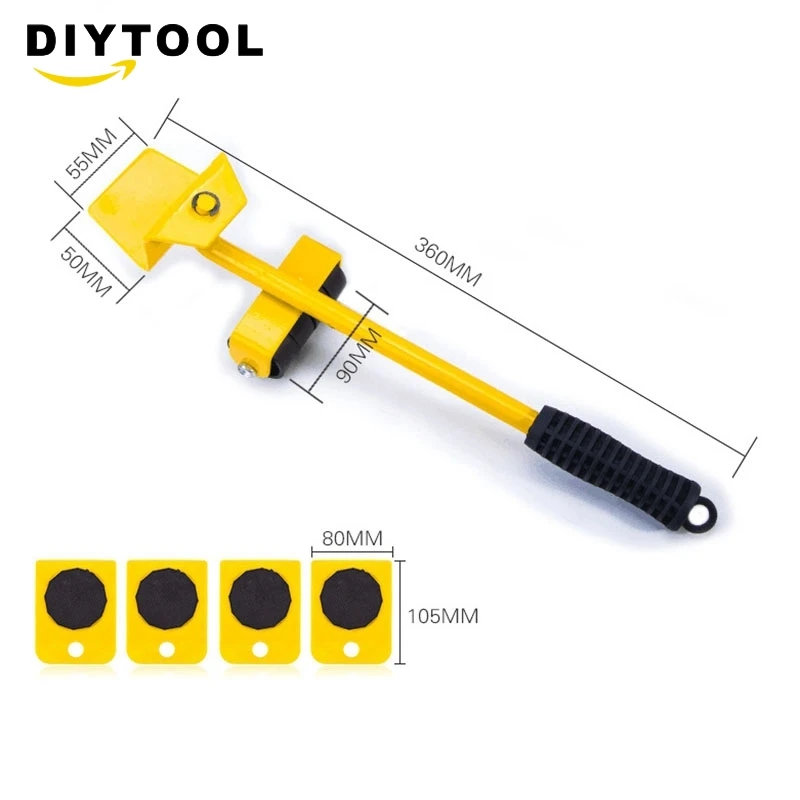 Dropshipping Furniture Mover Set Furniture Mover Tool Transport Lifter Heavy Stuffs Moving Wheel Roller Bar Hand Tools 5 Pcs Set