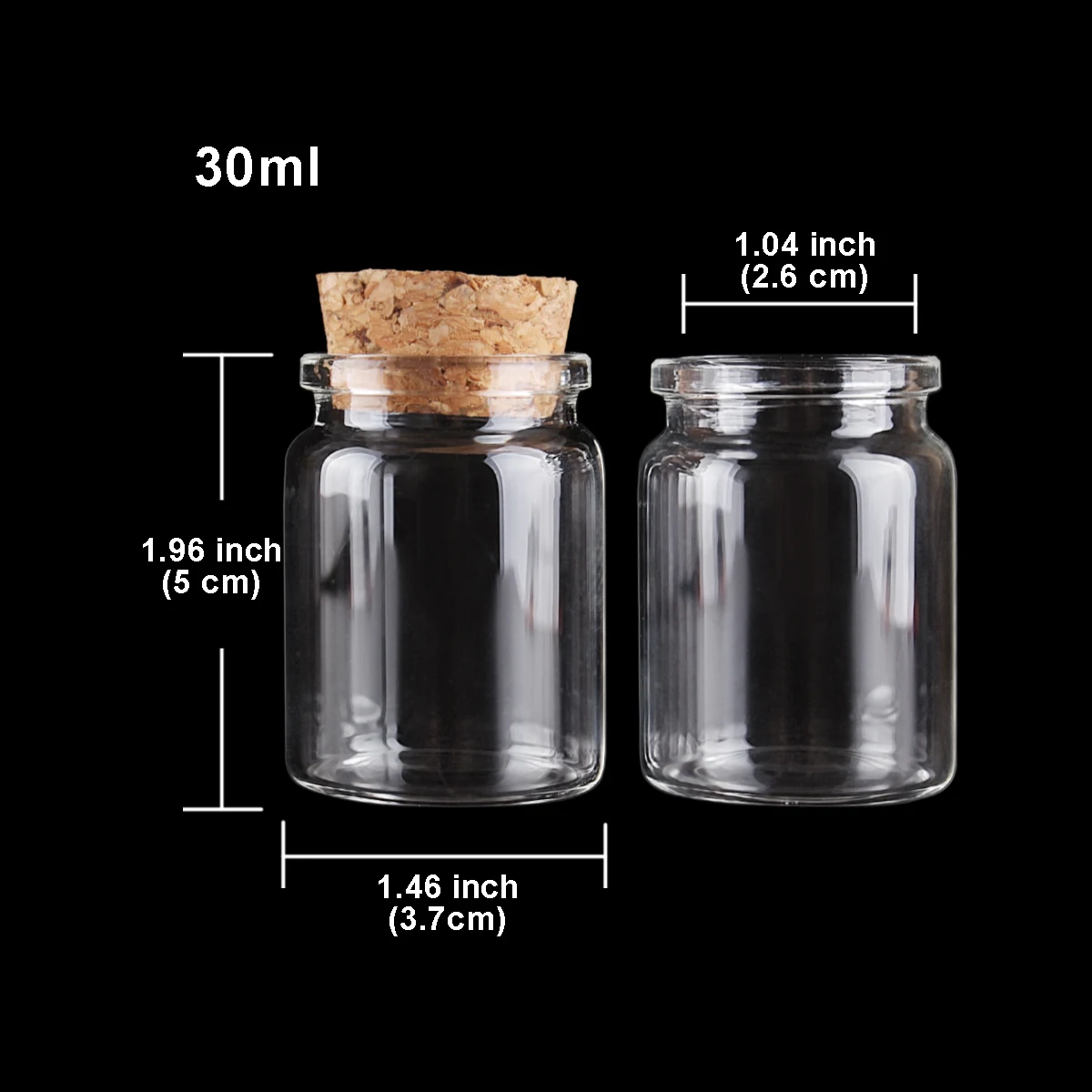 3pcs 30ml 37*50mm Candy bottles Glass Bottles with Cork Lids Spice Jars Pill Container Glass vessels Glass Jars Storage Jars