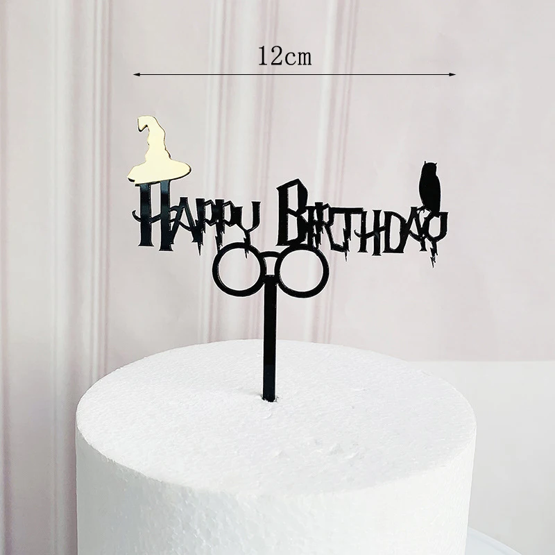 Dunkle Cartoon alles Gute zum Geburtstag Acryl Kuchen Topper süßer Junge Hexe Kuchen Topper für Kinder Geburtstag Party Kuchen Dekorationen Baby Dusche – Detail 12