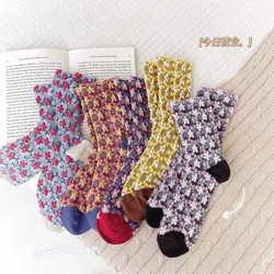 New Sweet Floral Women's Floral Socks Casual And Comfortable Ladies Fun And Cute Spring And Autumn Pure Cotton Girls Round Neck