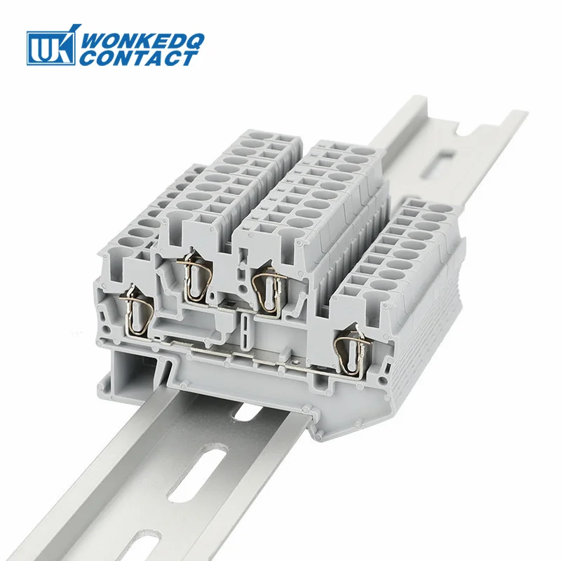 STTB2.5 50Pcs Double Level Electrical Connectors 2 Layer Spring-cage ST Type Wiring Return Pull STTB 2.5 Din Rail Terminal Block