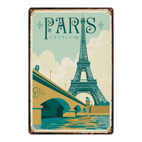 

New Vintage Metal Sign Tin Sign Paris Eiffel Tower Home Bar Kitchen Hotel Wall Decor Sign 12X8Inch