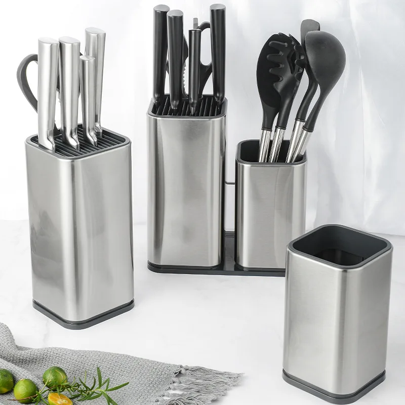 Knife Stand Holder Storage Tools For Kitchen Knife Stainless Steel Cooking Knife Holder Stand Block High End Kitchen Accessories