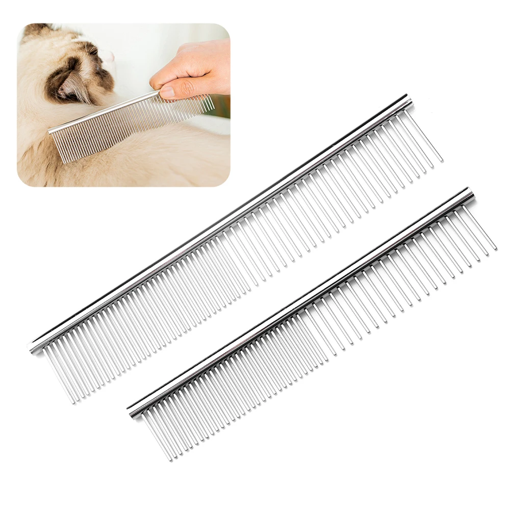 Pet Dematting Comb Stainless Steel  Grooming Comb for Dogs and Cats Gently Removes Loose Undercoat, Mats, Tangles, and Knots