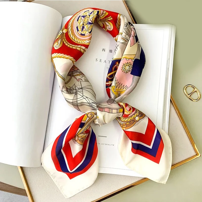 Women Neck Scarf Silk Satin Kerchief Small Shawl Fashion Hair Female 70*70cm Square Head wrap Ladies bandanna muffler foulard