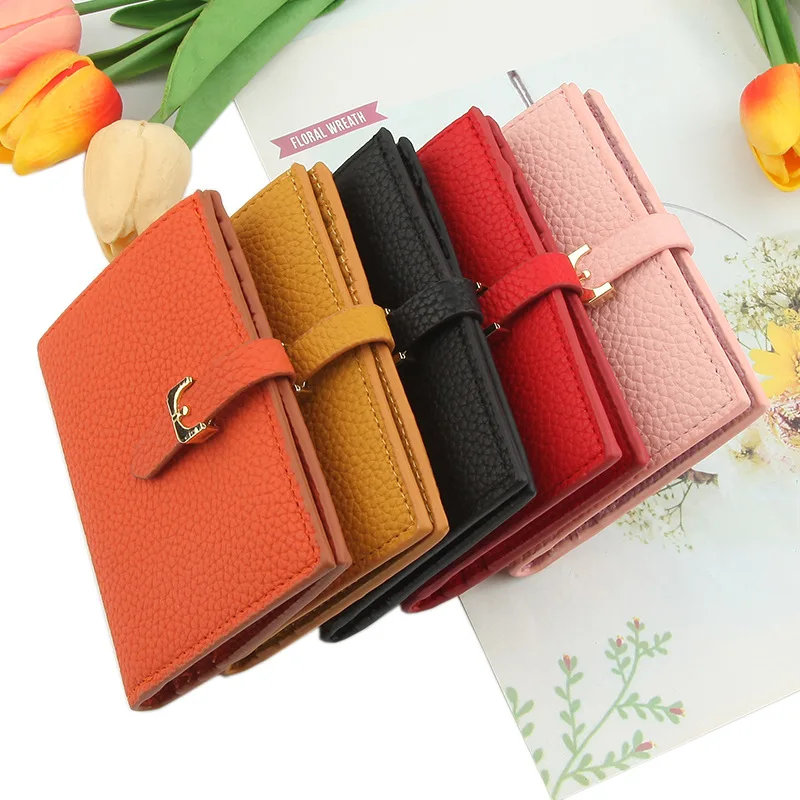 

Ladies Short PU Leather Wallet Student Casual Fashion Large Capacity Multi-card Card Bag Candy Color Short Wallet Coin Purse