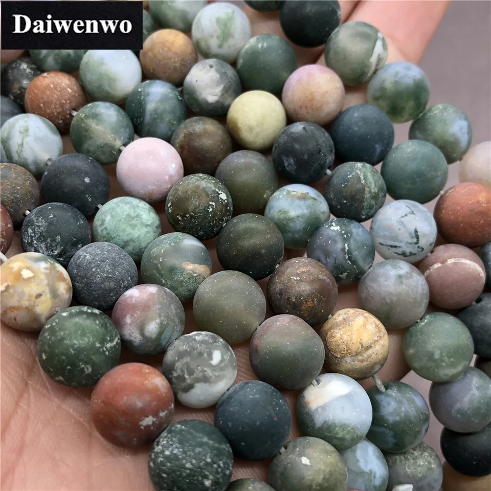 Frosted India Agate Beads 6-10mm Round Natural Loose Stone Bead DIY for Jewelry Necklace
