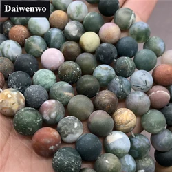 Frosted India Agate Beads 6-10mm Round Natural Loose Stone Bead DIY for Jewelry Necklace