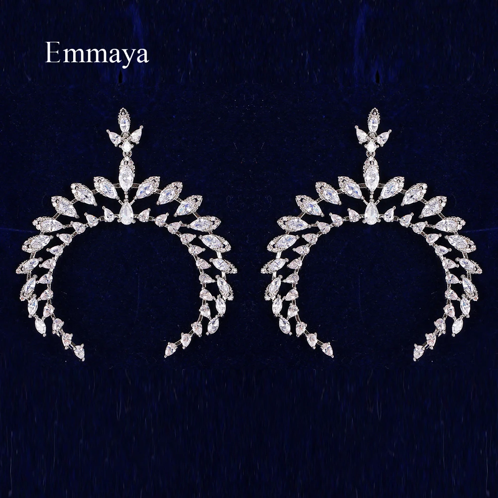 Emmaya Ingenious Design Open Round Shape Full Of Cubic Zircon For Women Personality Earring In Modern Party Fashion Decoration