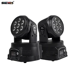 Avançada Iluminação de palco LED com cabeça movente, DJ Led Wash, Mini Quad Wash, 7x1, 2W, 18W, RGBW, 14 canais