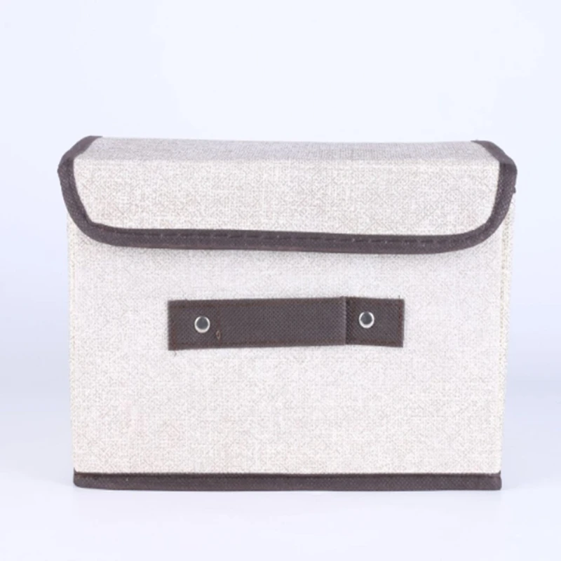 2Pcs Big and small Storage Box Foldable Linen Cloth Storage Box